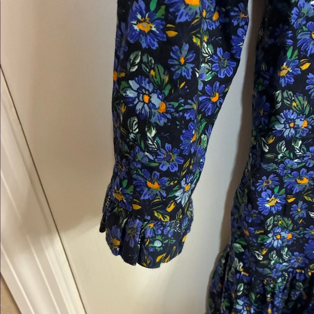 Free People Blue Floral Cotton Midi Dress Sz XS